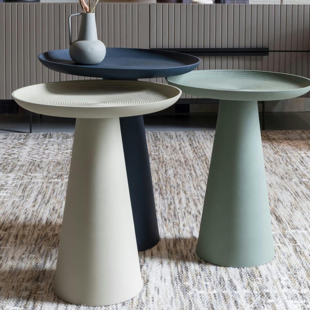 RINGAR - Table d'appoint ronde en aluminium D39,5cm bleu