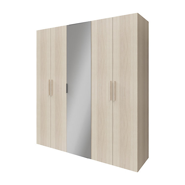 Armoire penderie portes battantes miroir et effet chêne GoodHome Atomia H. 225 x L. 200 x P. 60 cm