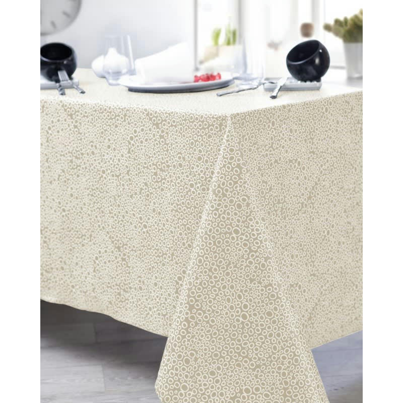 BULLE - Nappe en coton enduit PVC crème 160x200 cm