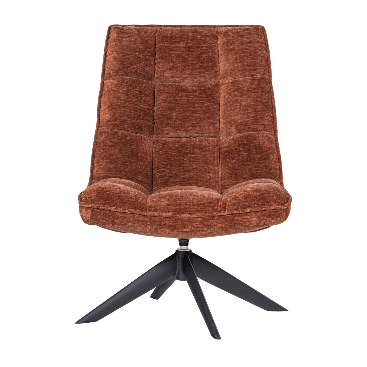 WOOOD draaifauteuil Jouke - Chenille Structuur - Roestbruin - 97x70x85