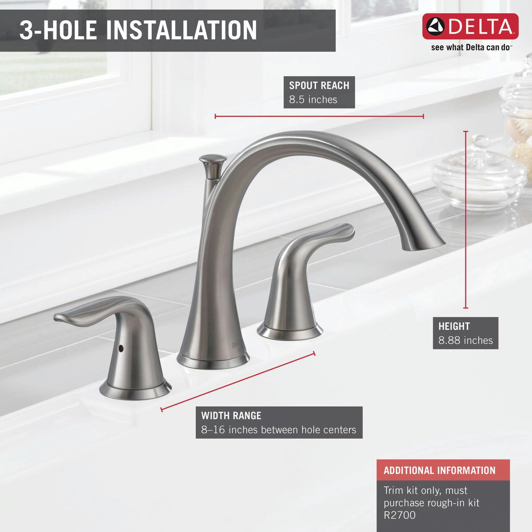 Delta Faucet Lahara® Roman Double Handle Bathtub & Shower Faucet Trim, Assorted Finishes