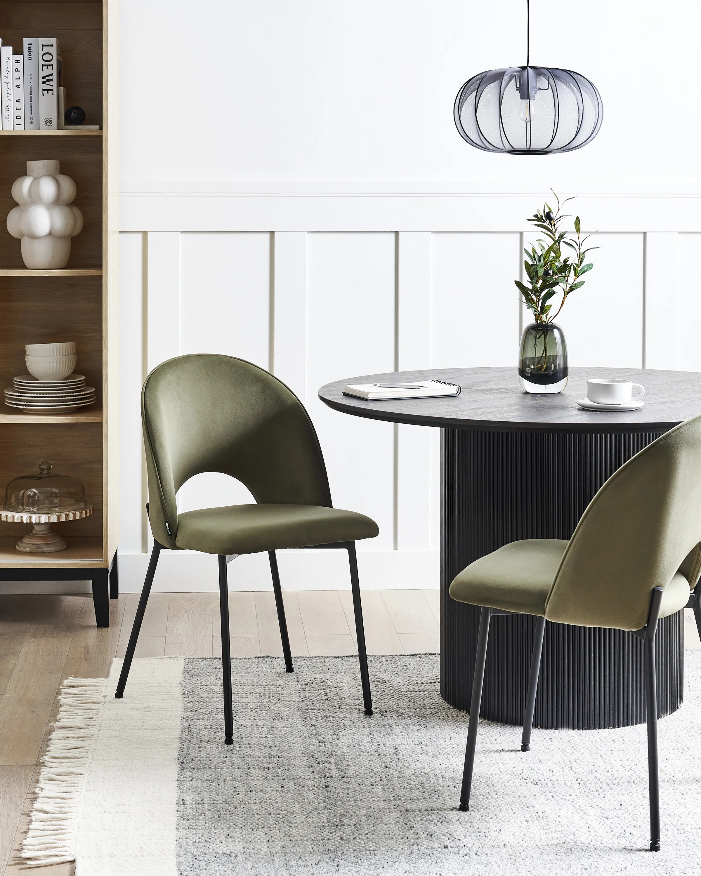 Set of 2 Dining Chairs COVELO Velvet Dark Green
