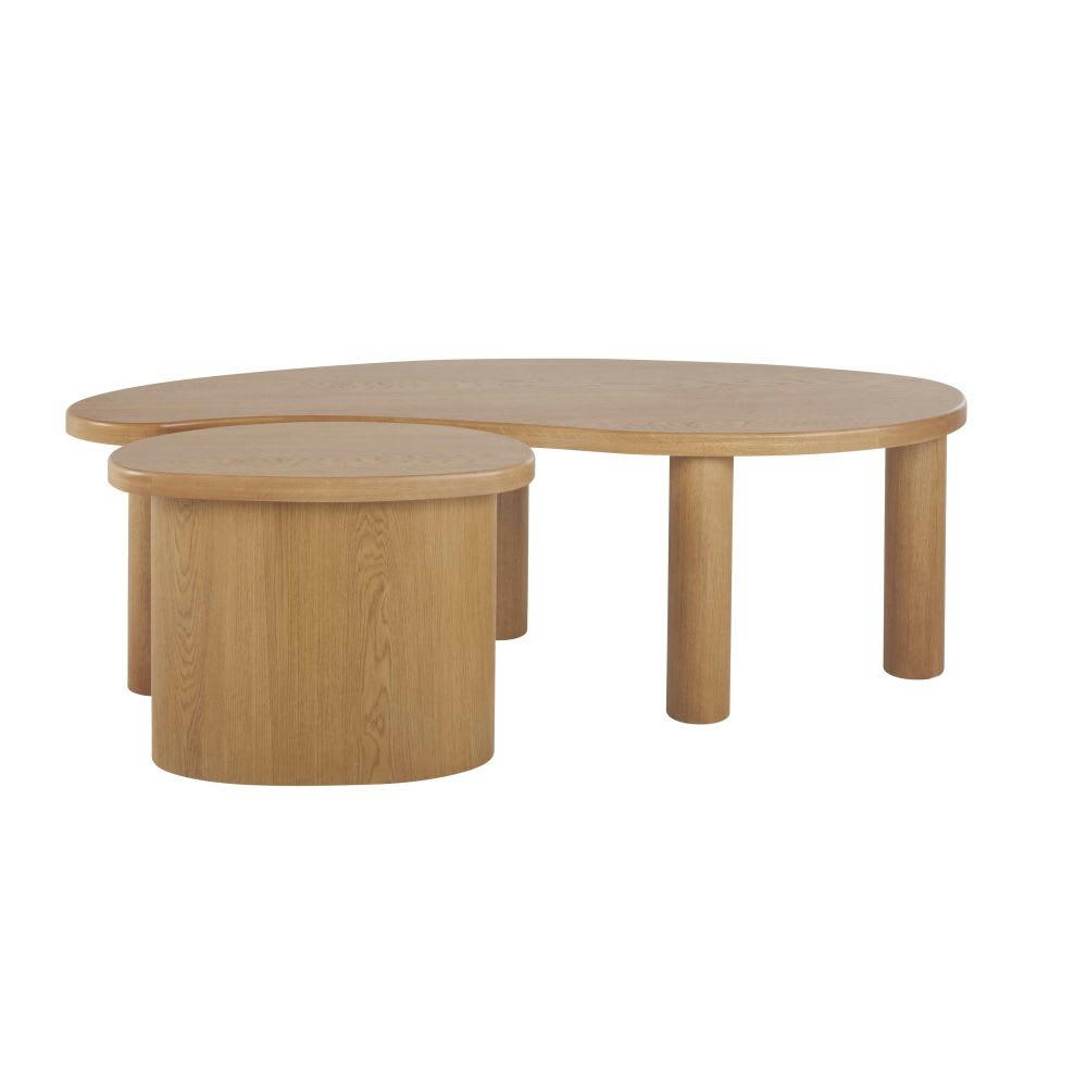 Alegro - Tables basses arrondies piètement en bois de pin massif L148 (x2)