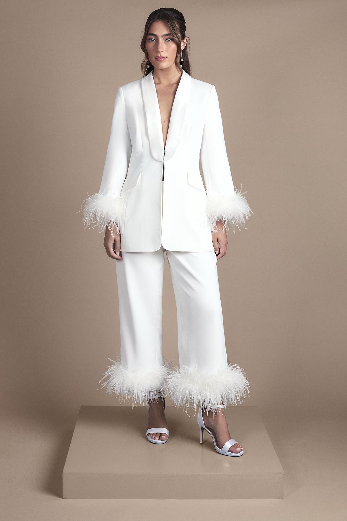 Coast Feather Trim Cropped Trouser