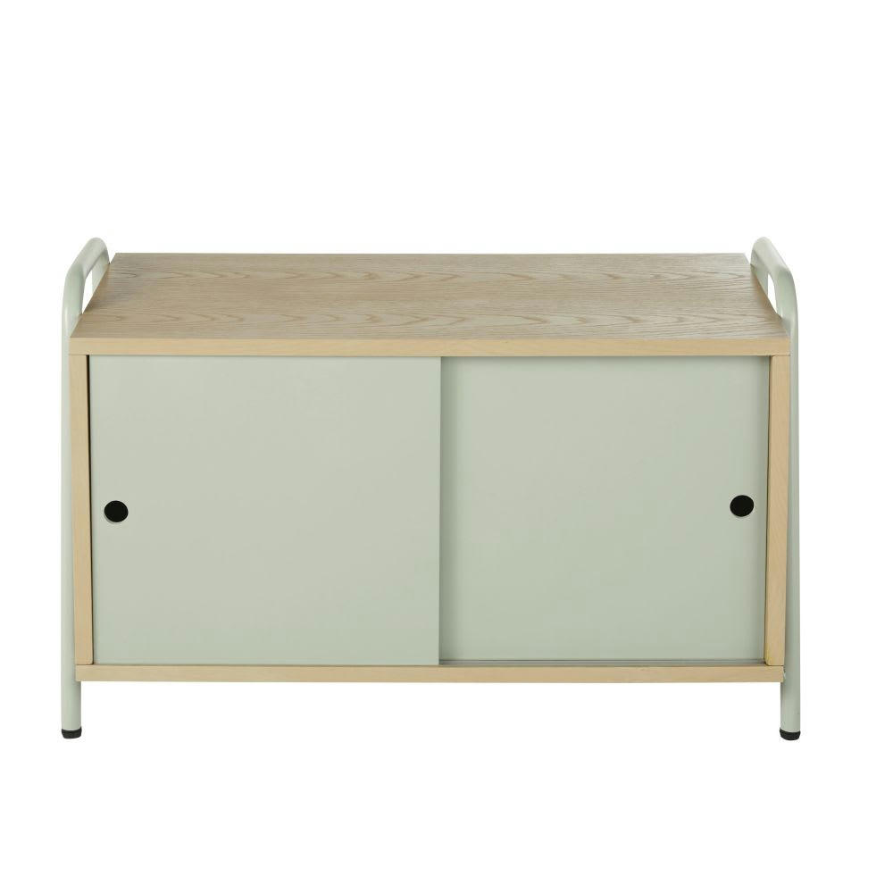 Orestad - Meuble de rangement 2 portes beige et vert