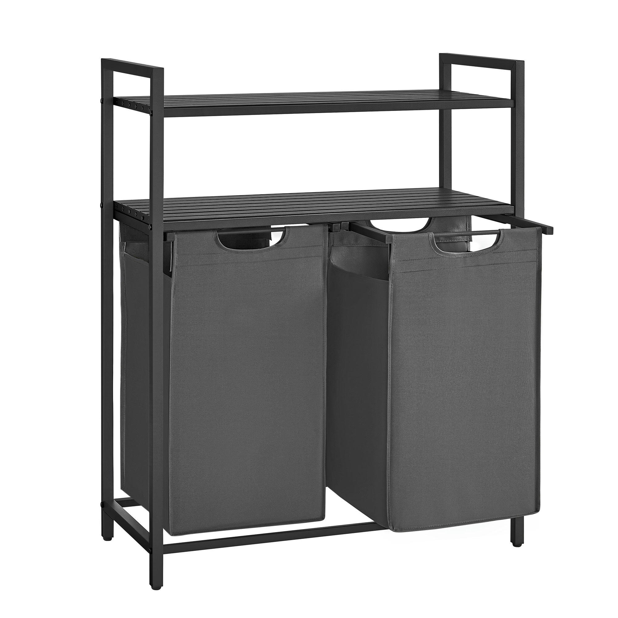 2 COMPARTIMENTS - Panier à linge 2 compartiments tissu Oxford gris