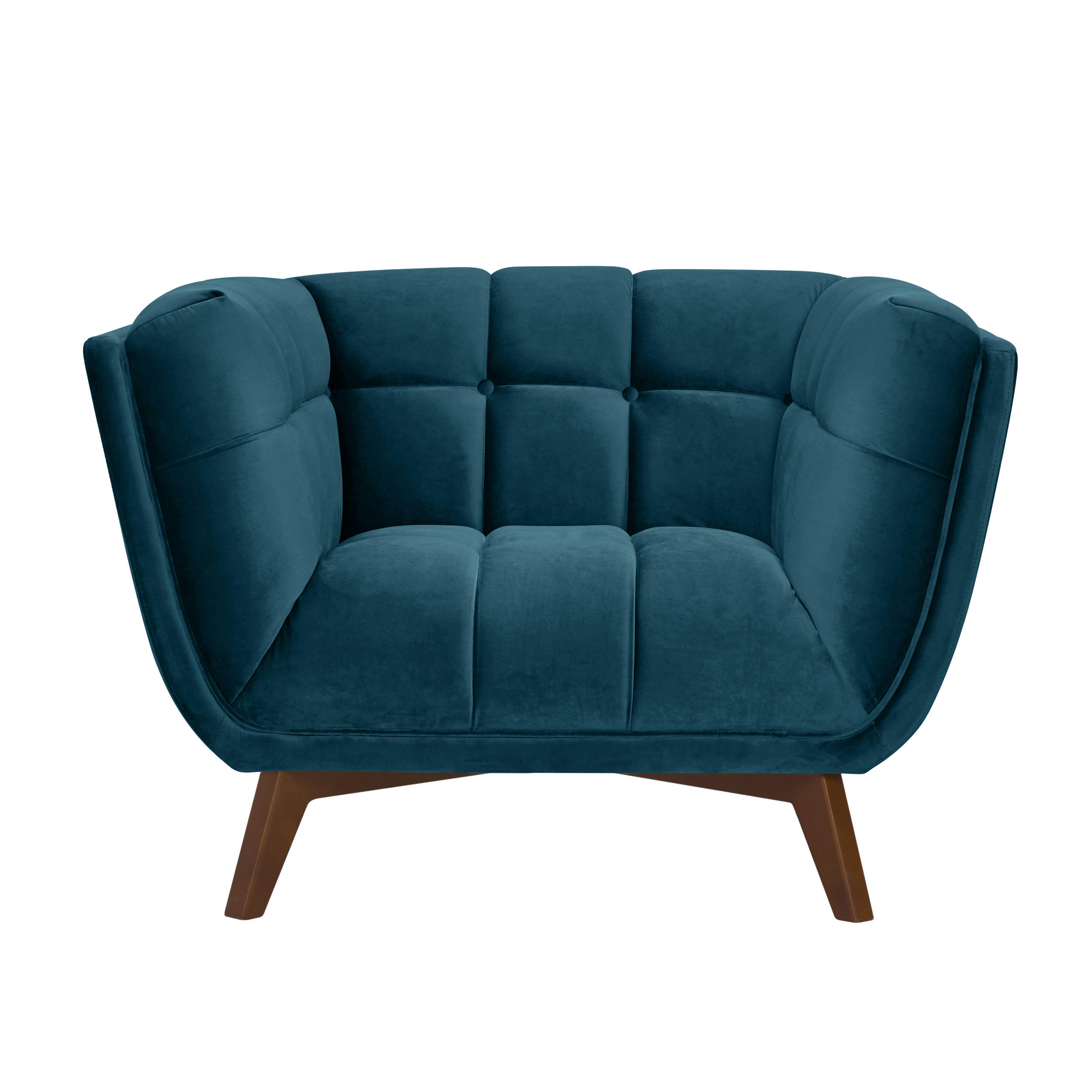 MONA - Fauteuil en velours bleu foncé