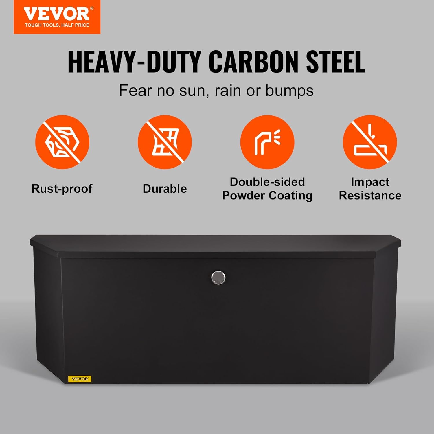 VEVOR Trailer Tongue Box, Heavy Duty Trailer Tongue Tool Box Storage Organizer with Lock & Keys, Utility Tool Chest for Pickup Truck Bed, RV, SUV, Off-Road Vehicle, Steel, 36 x 12 x 12