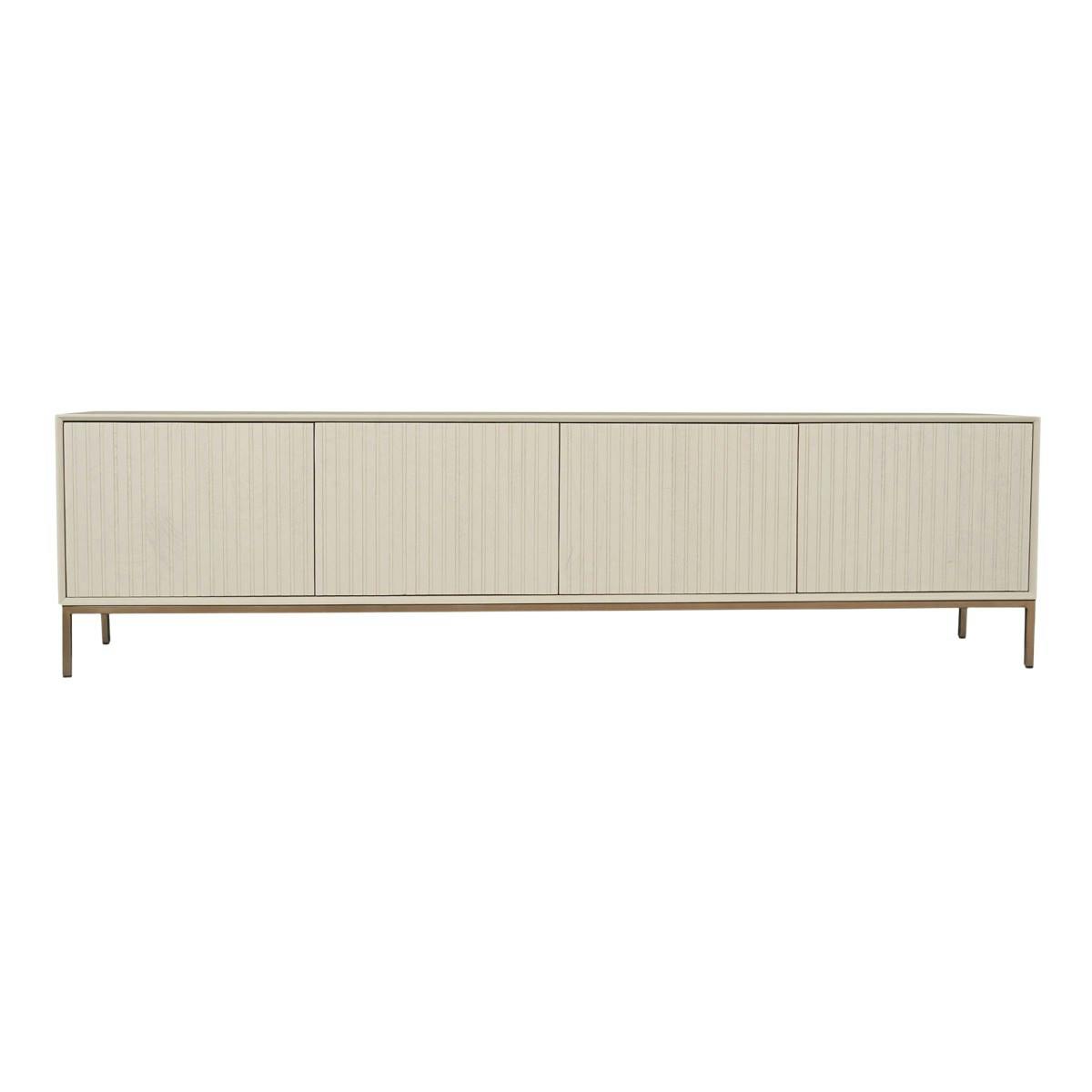 Meuble TV bois sable 4 portes rainurées 210 cm CORTINA