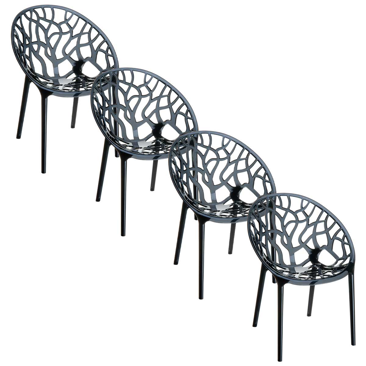 Garden Impressions tuinstoel Crystal zwart - 4 stuks