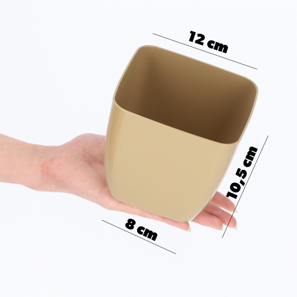 Doniczka Osłonka Na Kwiaty Kwadratowa Beżowa 12cm