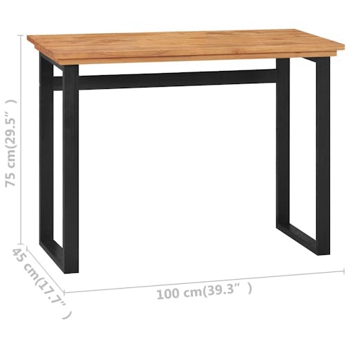 NNEVL Desk 100x45x75 cm Solid Teak Wood