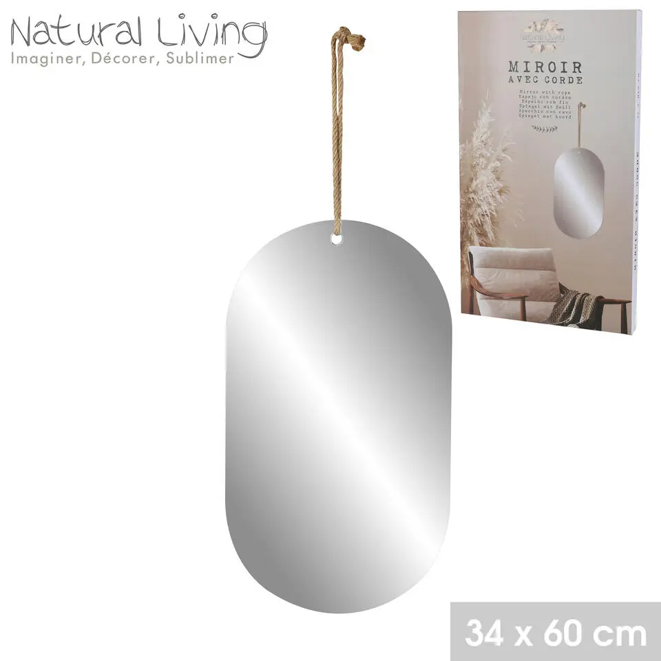 Natural Living spiegel - ovaal - jute touw - L36 x B61 cm