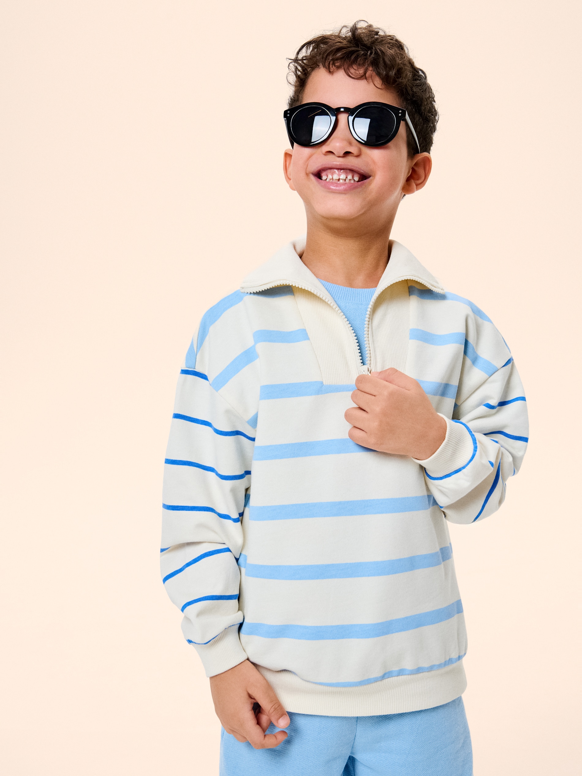Bawełniana bluza half-zip w paski