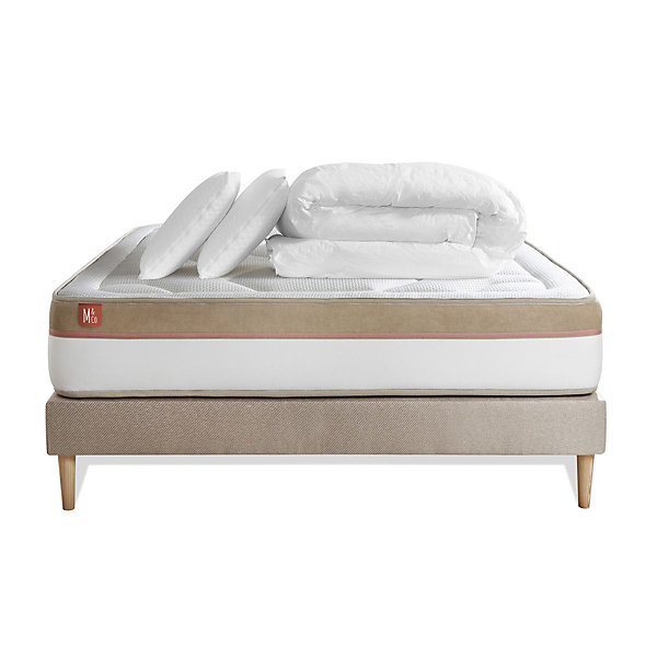 Pack sommier kit matelasMémoire de forme avec couette et oreillers
