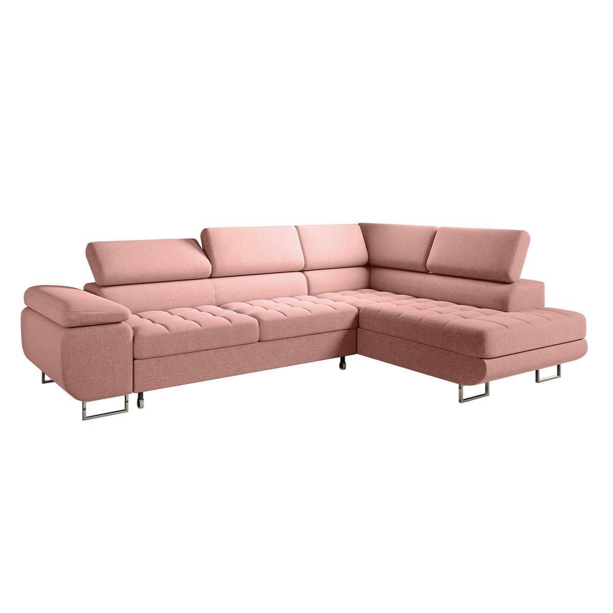 - Canapé d'angle convertible droite 4 places rose