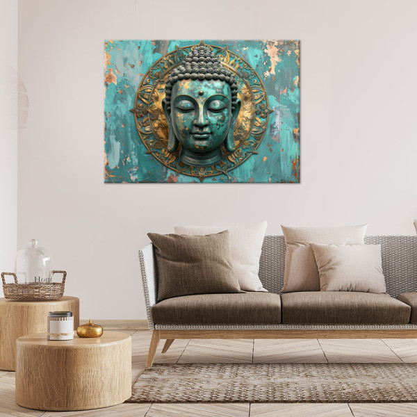 Obraz do salonu sypialni biura, Turkusowy Budda Zen Spa Orient 30x20