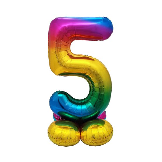 Standing Multicoloured Number 5 Balloon 90cm