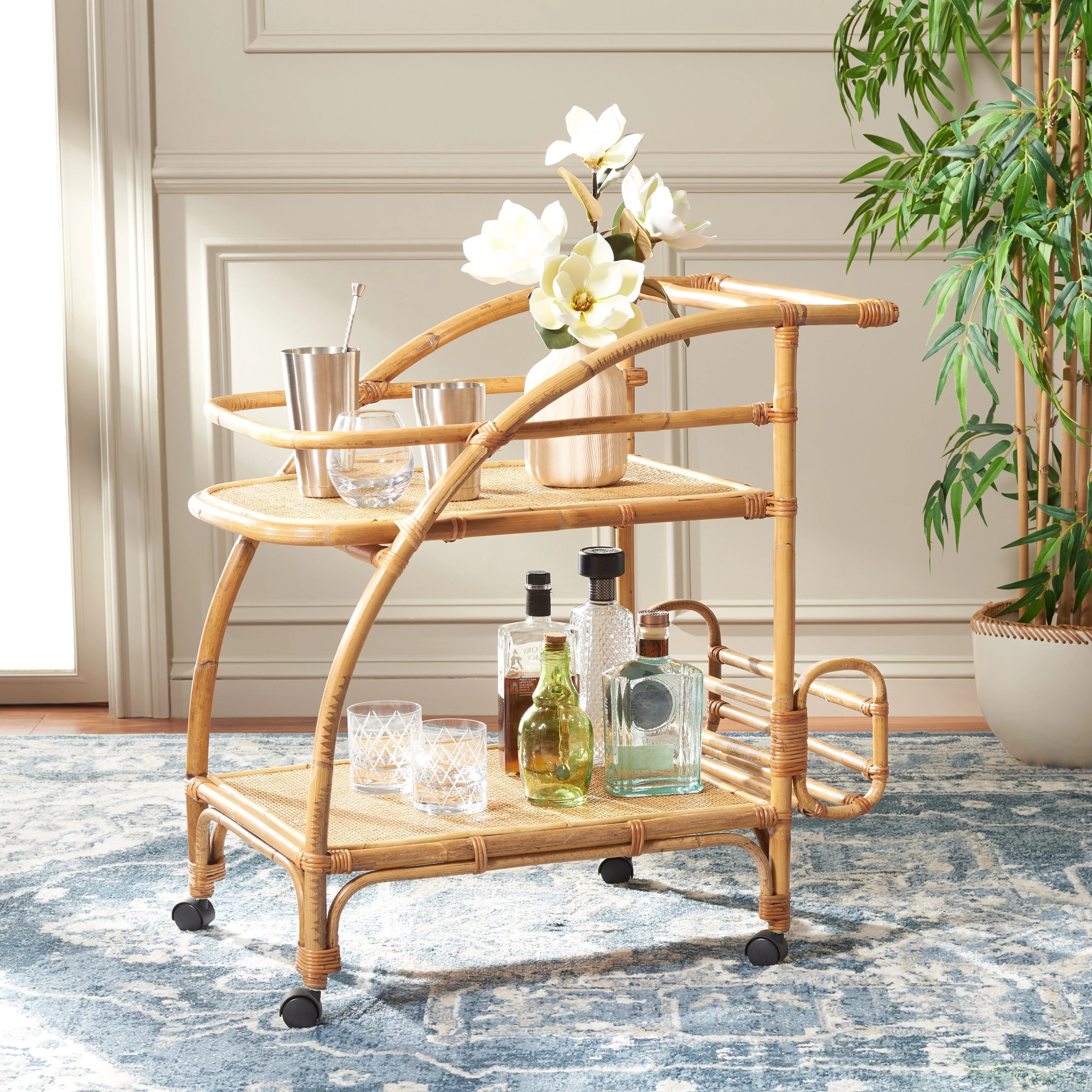 SAFAVIEH Texas 2-Tier Bar Cart - 29 W x 18 D x 28 H - 29Wx18Dx28H