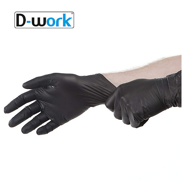 1000 Gants Nitrile Noirs Non Poudrés Taille M (7/8) Résistants et Confortables Usage Alimentaire ou Professionnel - D-Work