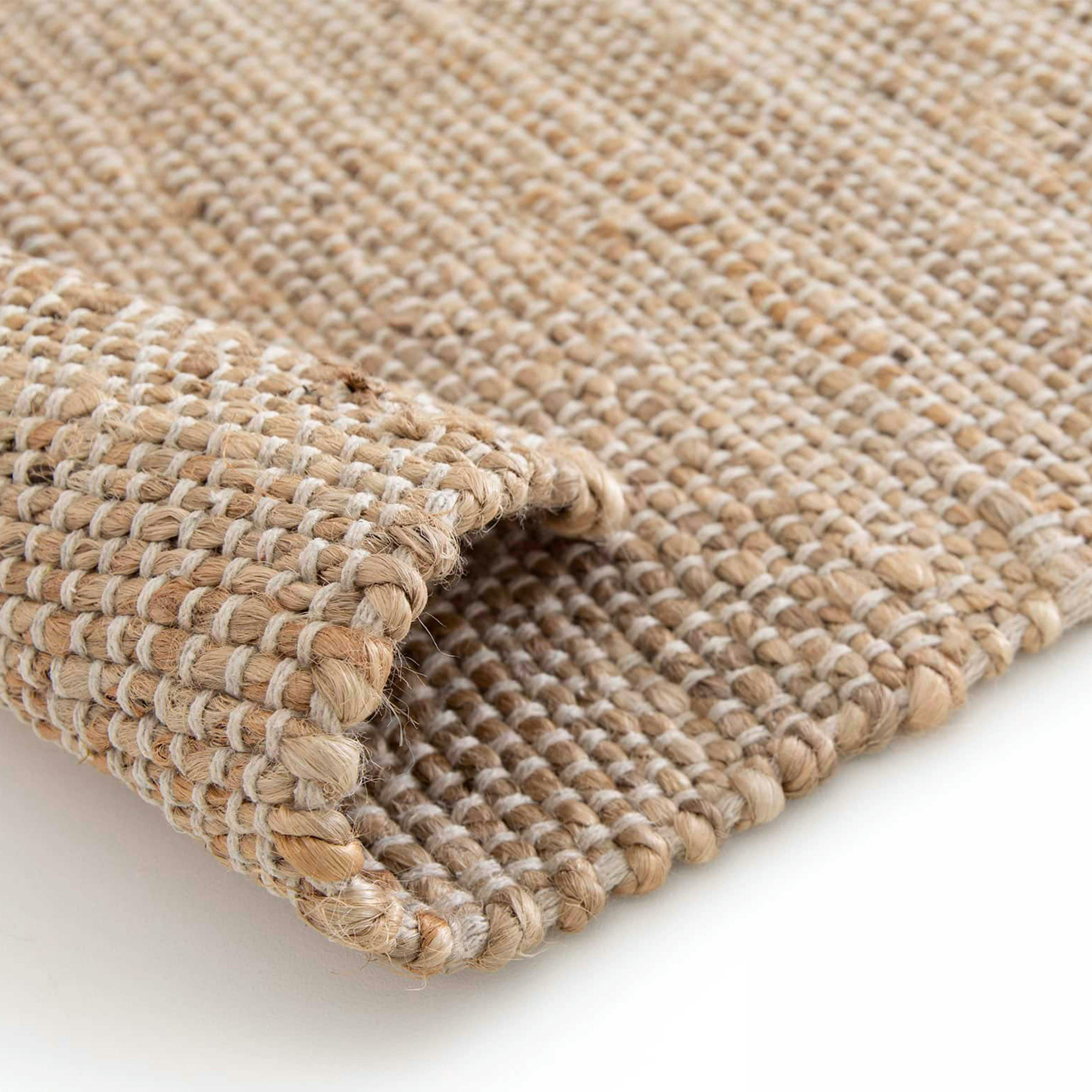 ESHA - Tapis en jute naturel à motif losange tissé main 80 x 200 cm