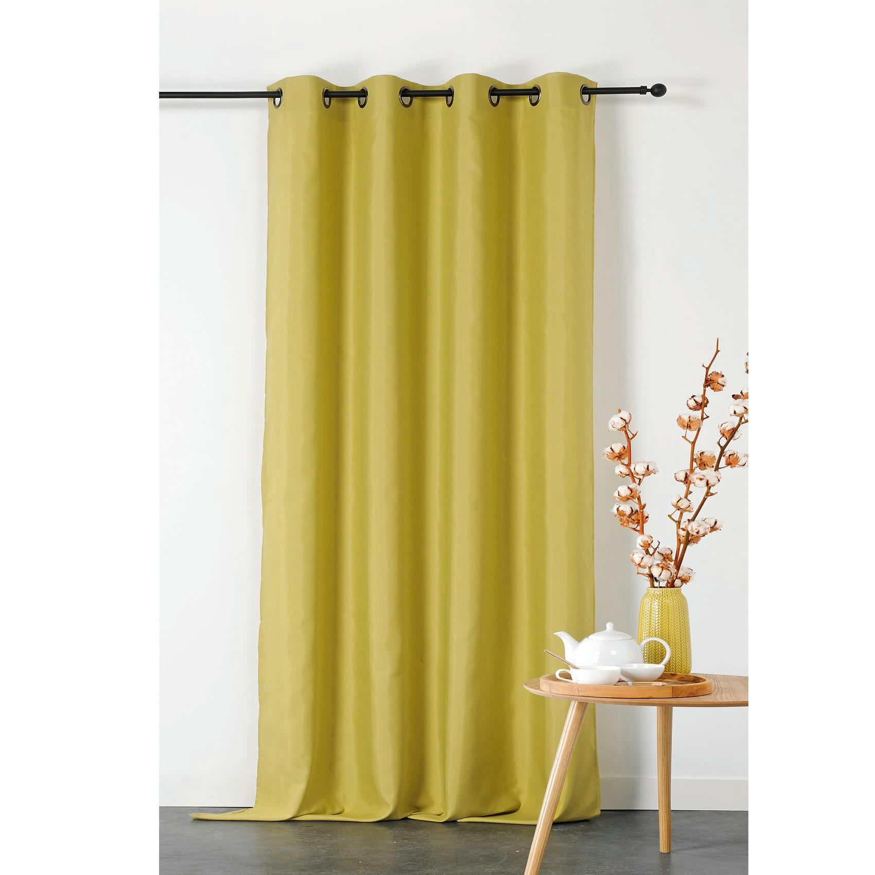 - Rideau double natte polyester vert 135x240 cm