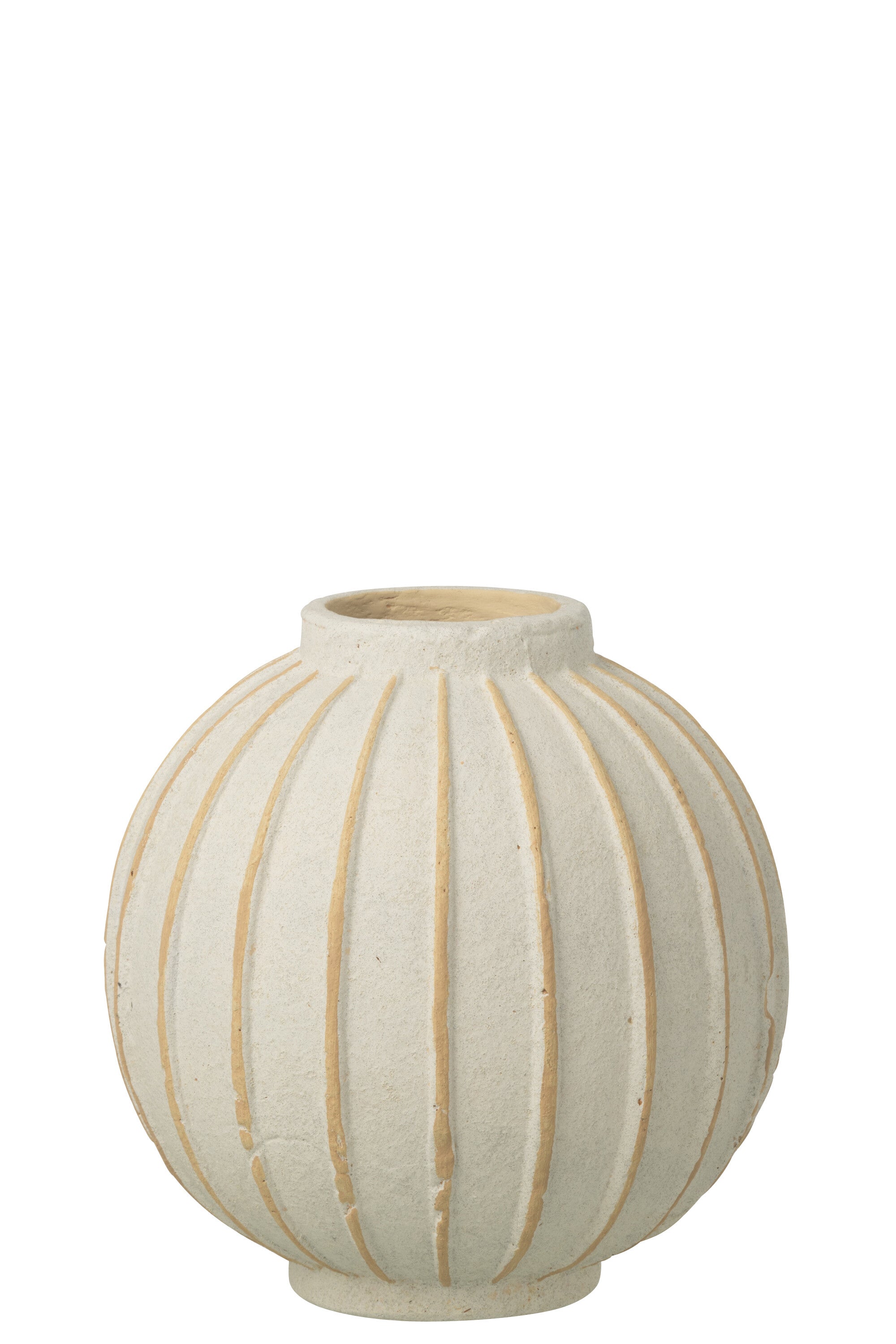 J-Line vaas Bal Gestreept - keramiek - wit/beige - small