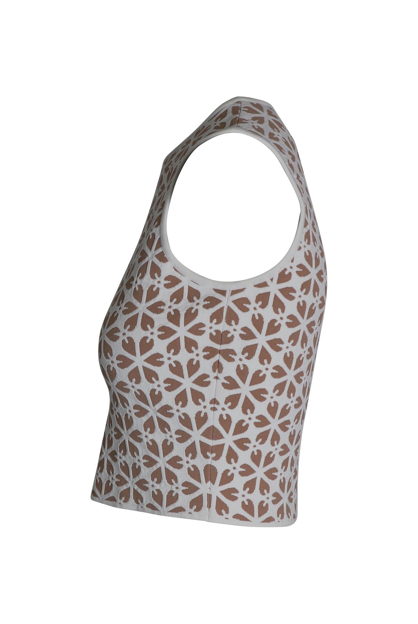 Alexander McQueen Preloved Geometric Cropped Tank Top in Beige Viscose