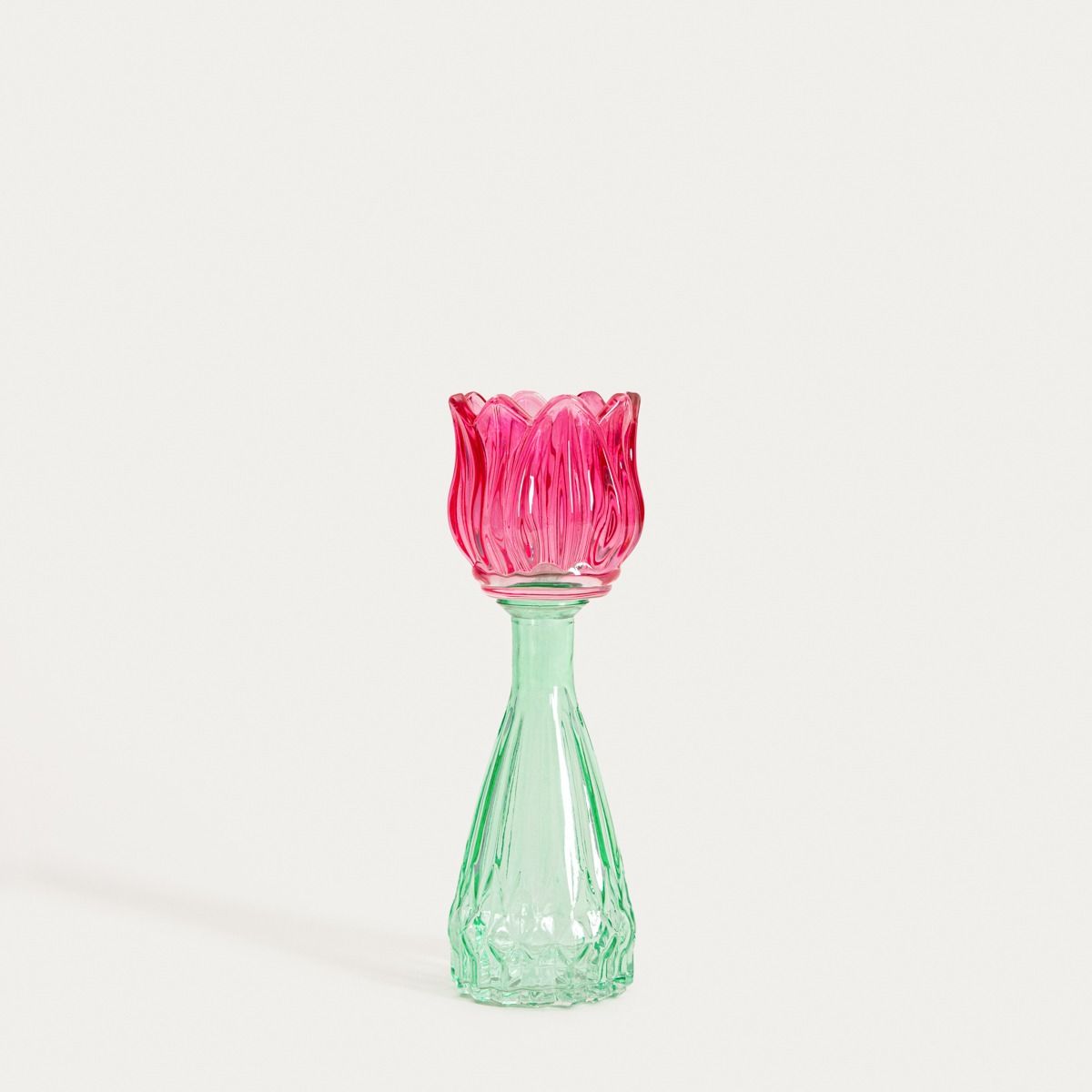 Świecznik DALY szklany kwiatek 23x6,4 cm