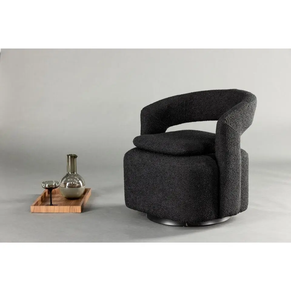 Svea - Teno draaibare fauteuil - boucle - zwart