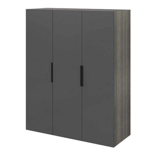 Armoire penderie 3 portes battantes anthracite et effet chêne grisé GoodHome Atomia H. 187 x L. 150 x P. 58 cm