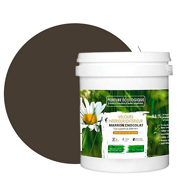 Marron Chocolat Peinture interieur exterieur aspect velours Natura - Marron Chocolat - 1L