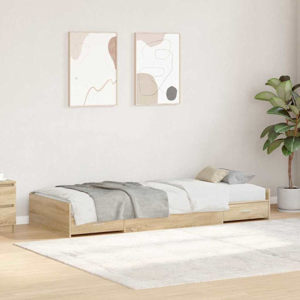 Łóżko Brązowe Rama Łóżka Ze Stelażem Do Sypialni Pokoju 75 x 190 cm