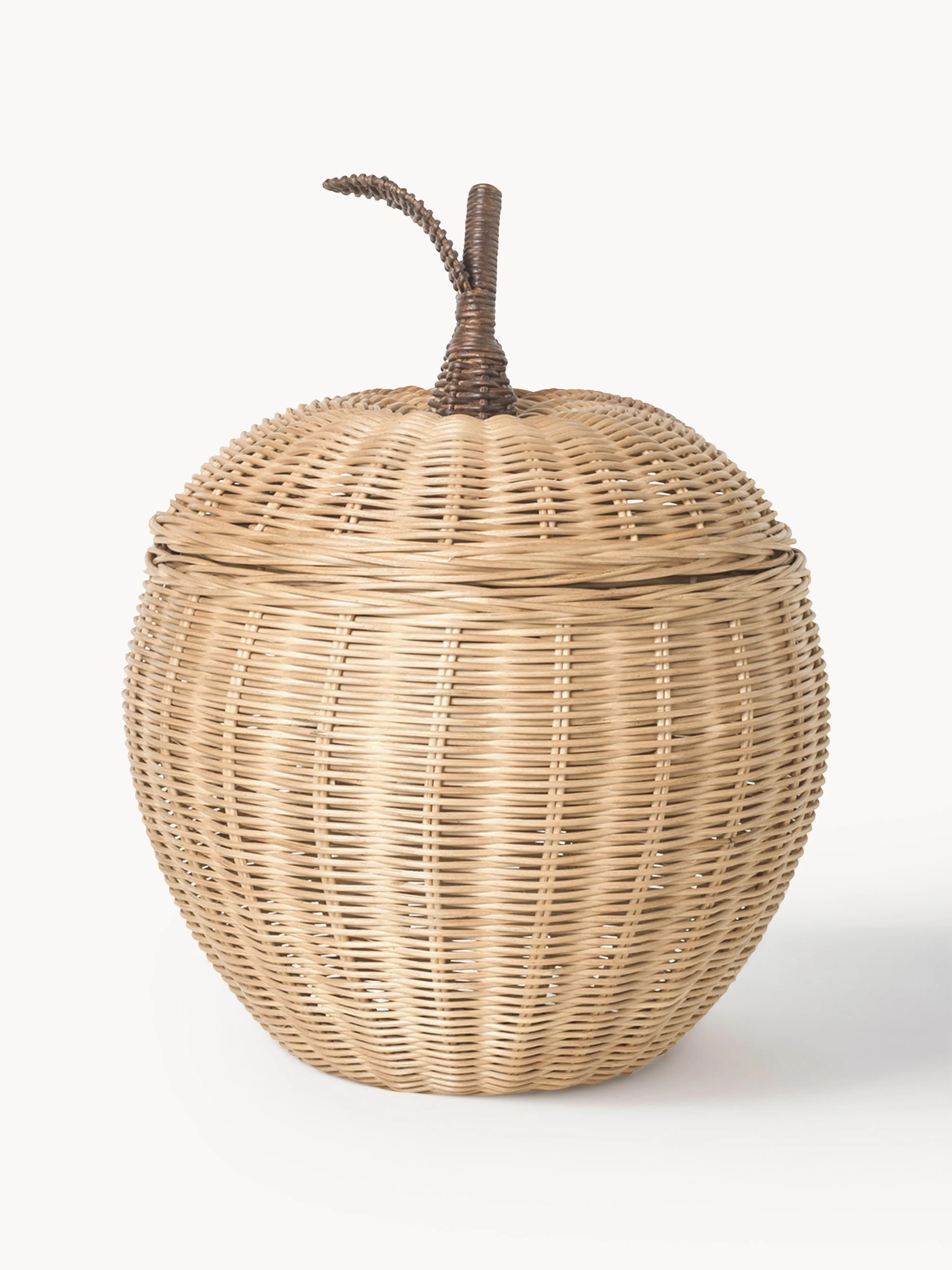 Handgefertigter Aufbewahrungskorb Apple aus Rattan
