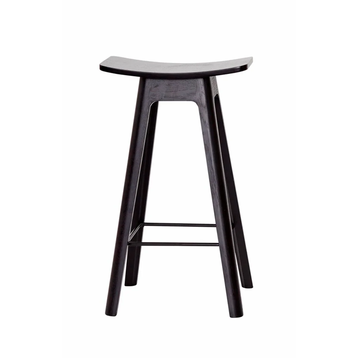Andersen Furniture - HC1 Barhocker H 67 cm, Untergestell schwarz / Furniersitz schwarz / Fußstütze schwarz