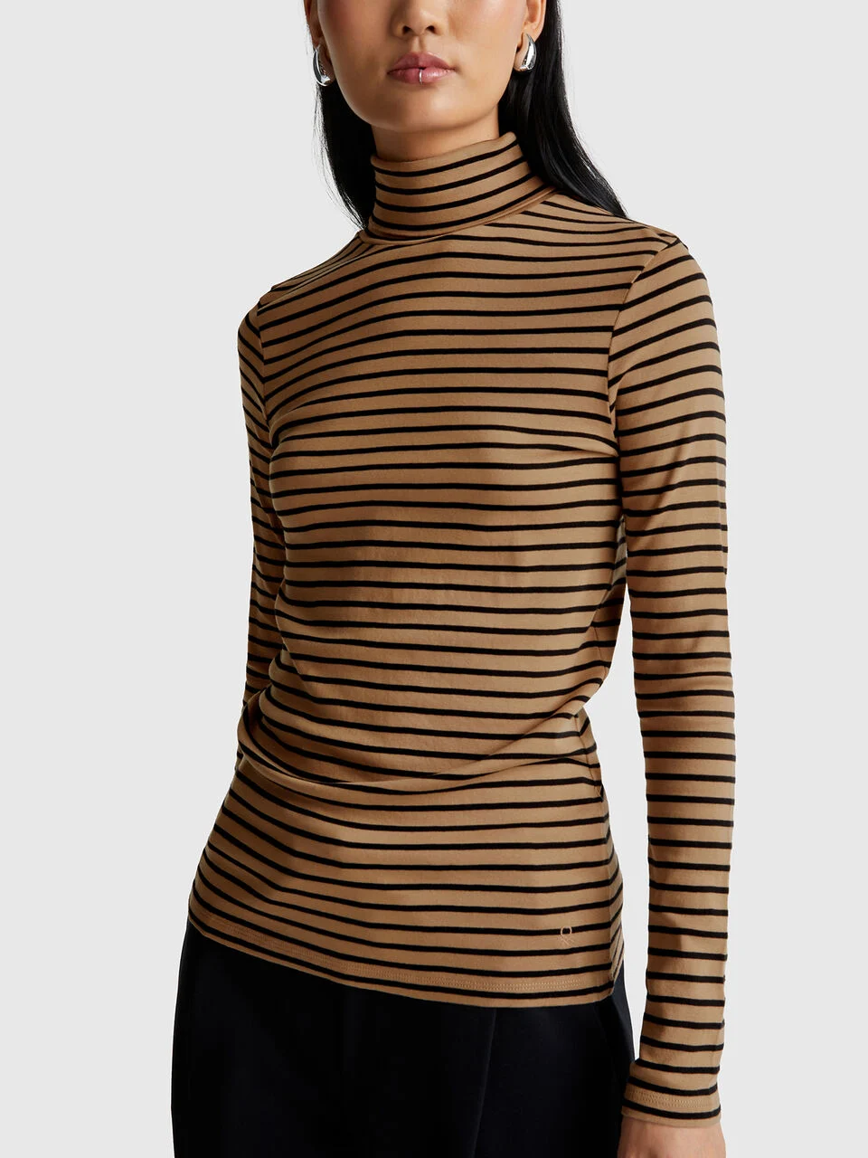 Striped turtleneck t-shirt