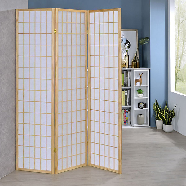 Paravent, en bois vernis naturel