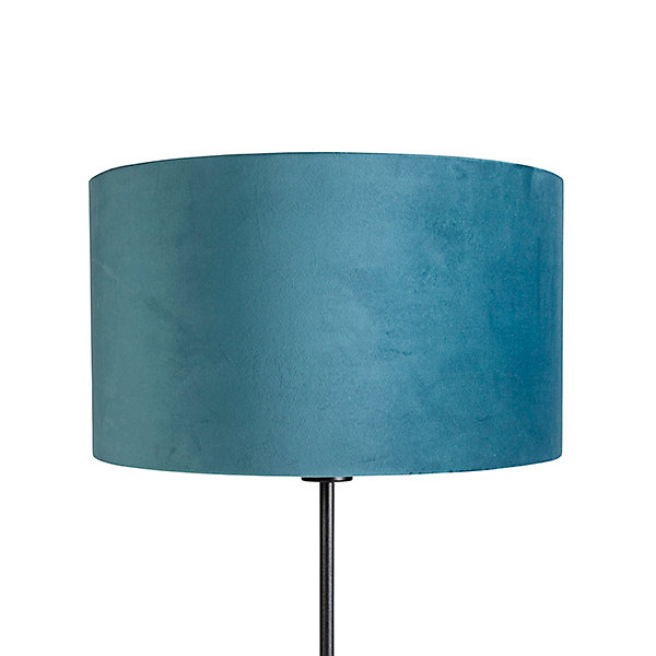 Lampadaire noir avec abat-jour en velours bleu et or 35 cm - Parte