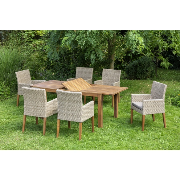 Gartenmöbelset »Ranzano«, 6 Sitzplätze, Aluminium/Kunststoff/Akazienholz/Polyester, inkl. Auflagen