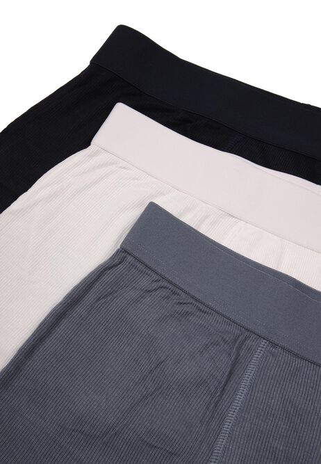 Mens 3pk Navy Ribbed Trunks