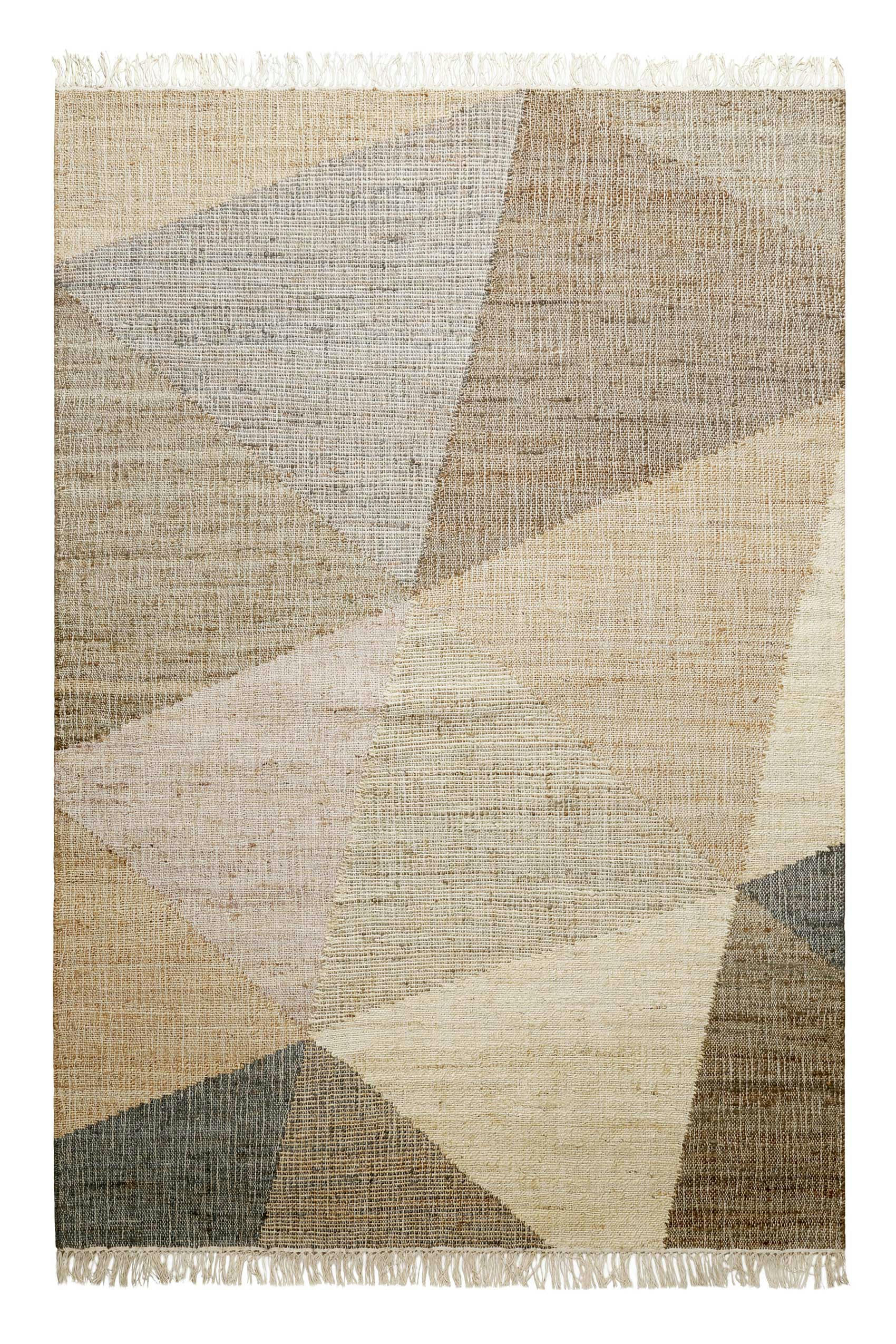 VINCENT - Tapis tissé main jute et coton brun beige gris 130x190