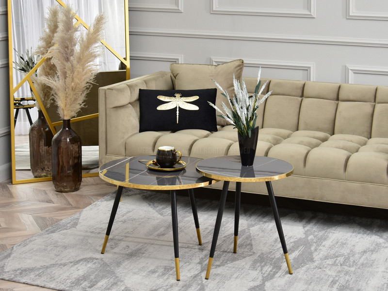 Set-Ława Zoe-S Grafit-Marmur;Zoe-X, Podst Czarny-Złoty