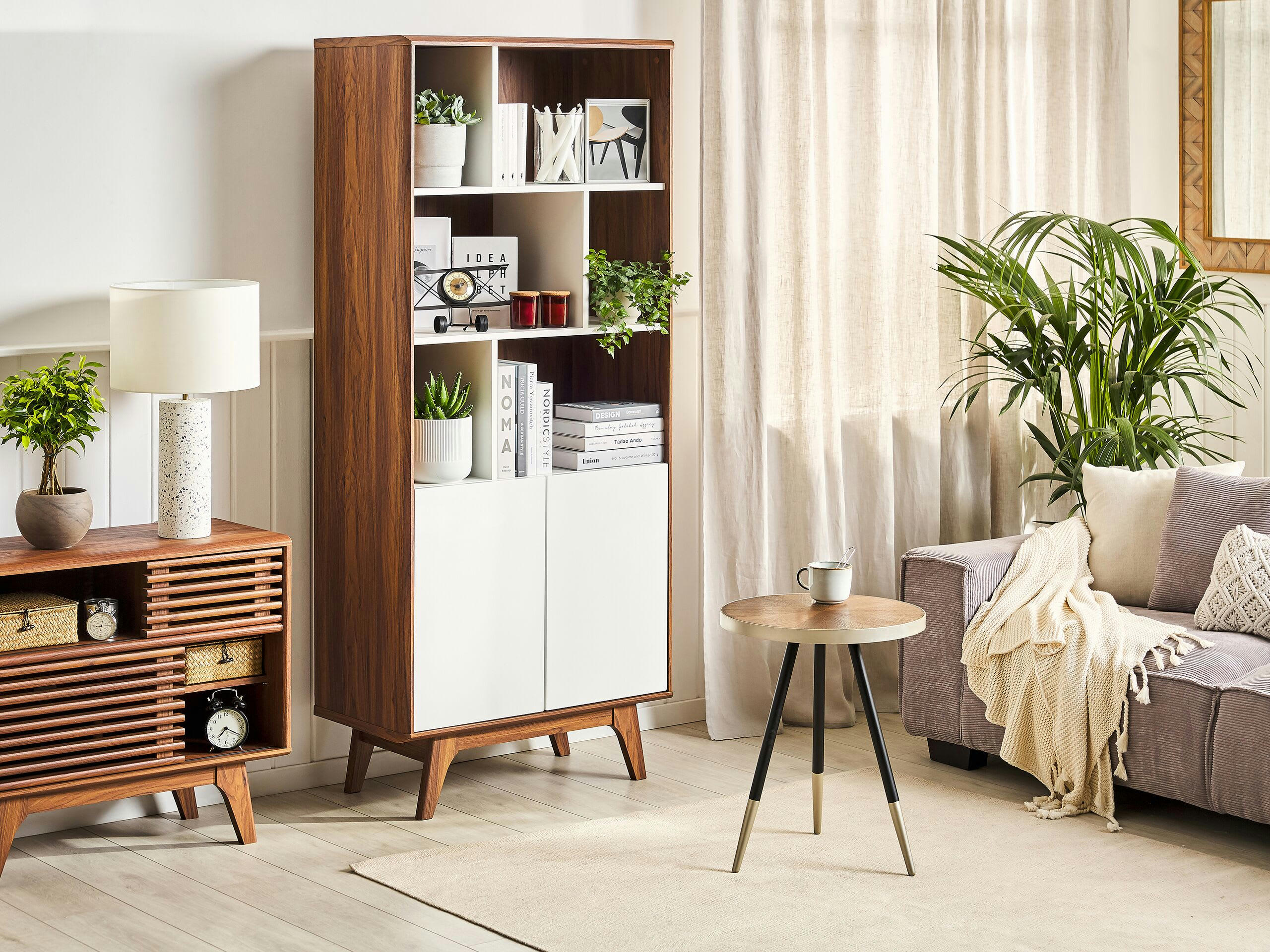 COLUMBUS - Meuble de rangement bibliothèque marron et blanc