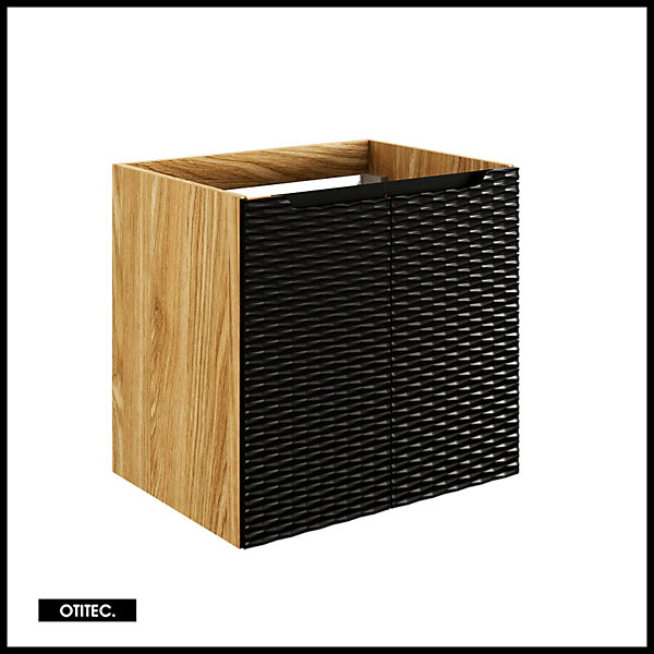 Meuble sous vasque de 90 cm - avec plan - 3 portes - SEA BLACK