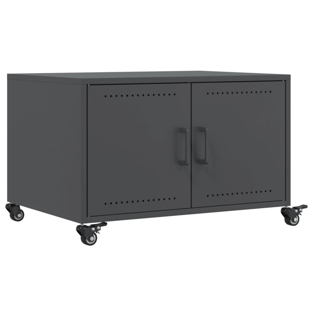 Stolik Kawowy Ława Stół Antracytowy Metalowy 68x50x43.5 Drzwiczki