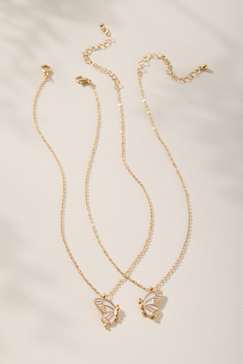Butterfly Pendant Bestie Necklace Set
