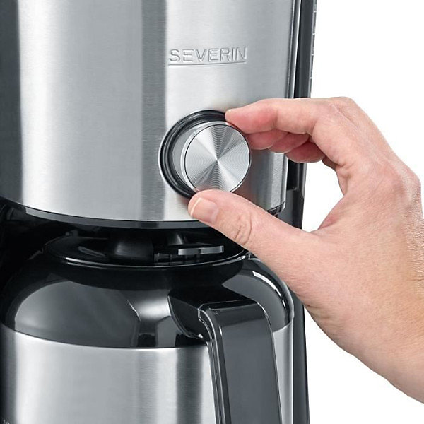 Machine a Cafe - Cafetiere Electriquefiltre isotherme SEVERIN KA4845 - 8 tasses - 1 L - 1 000 W - Sélecteur d'arôme - Inox/Noir