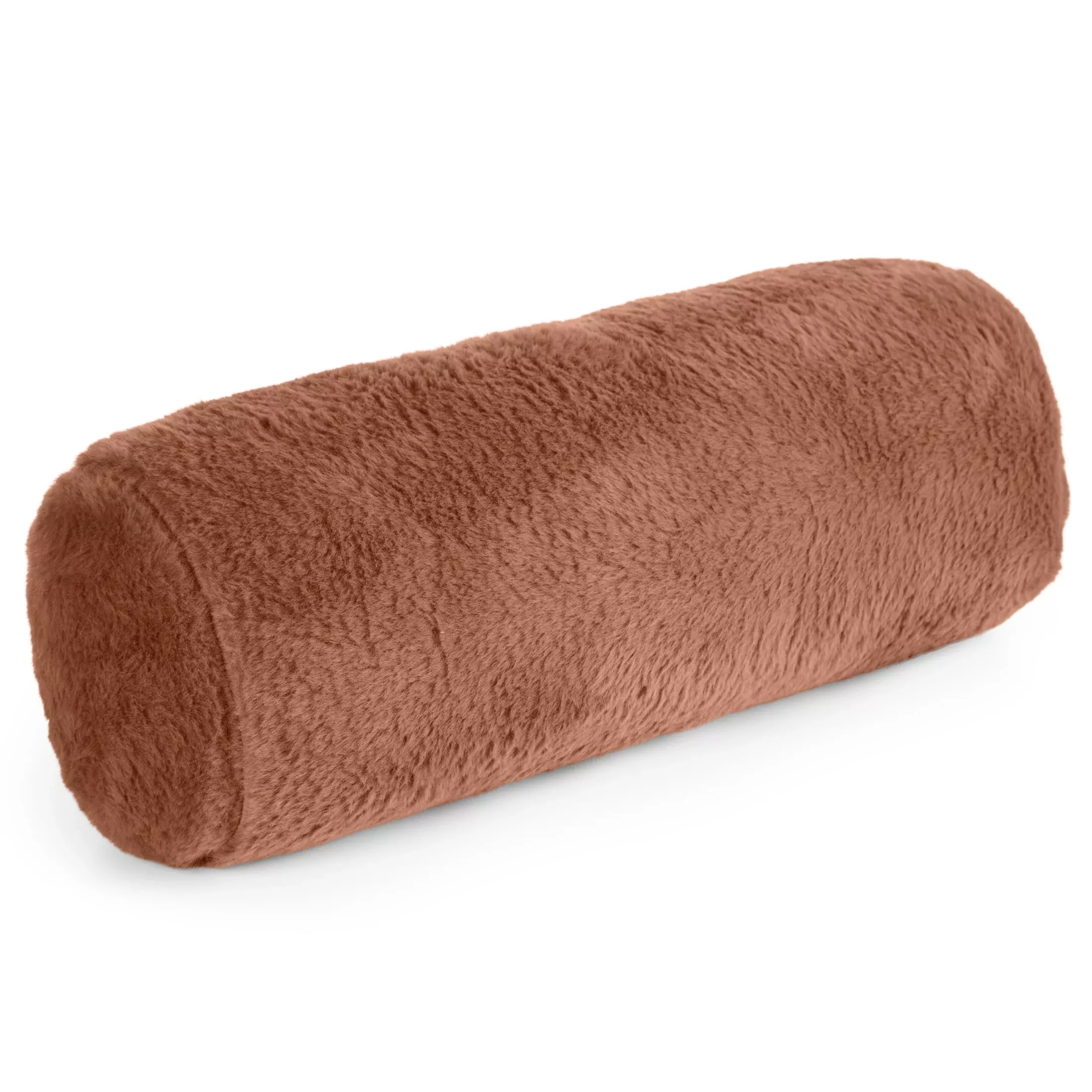 Poduszka wałek 15x45 cm jasnobrązowy z miękkiej futrzanej tkaninyNINA