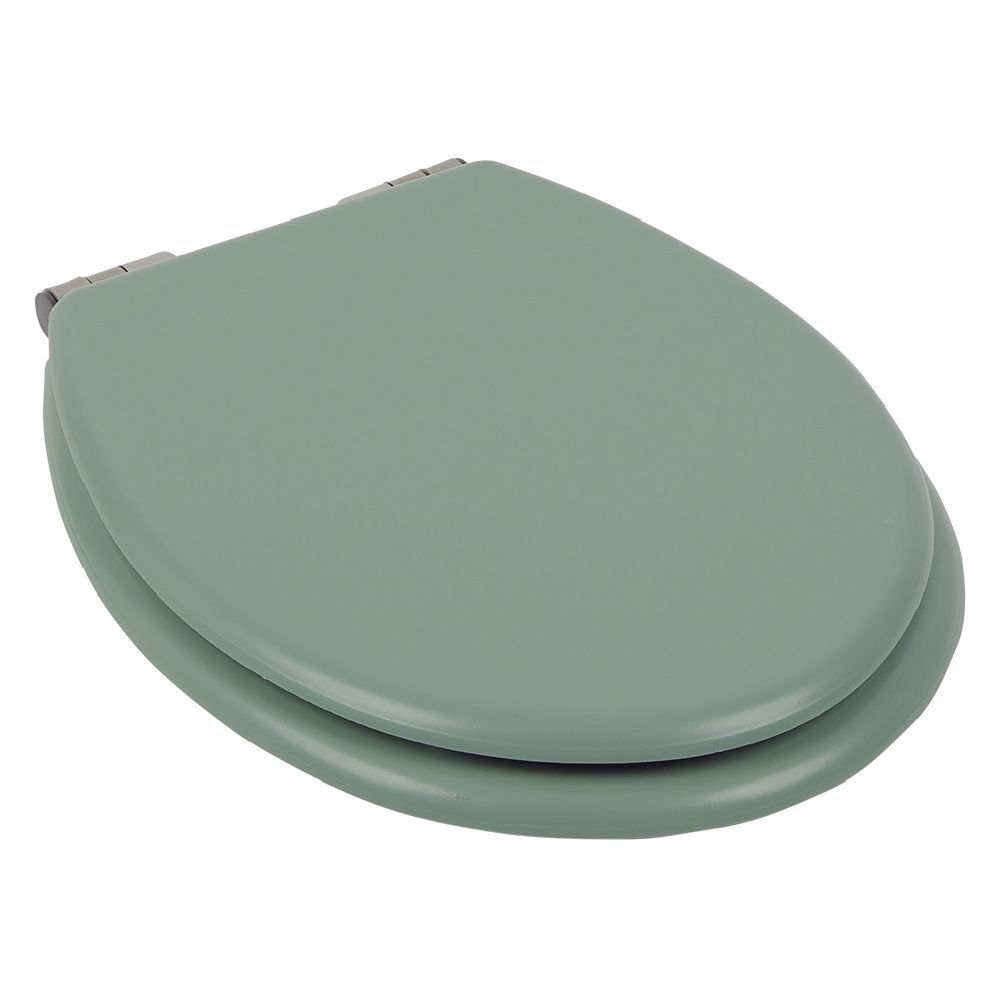 Abattant WC bois vert avec frein de chute déclipsable réglable