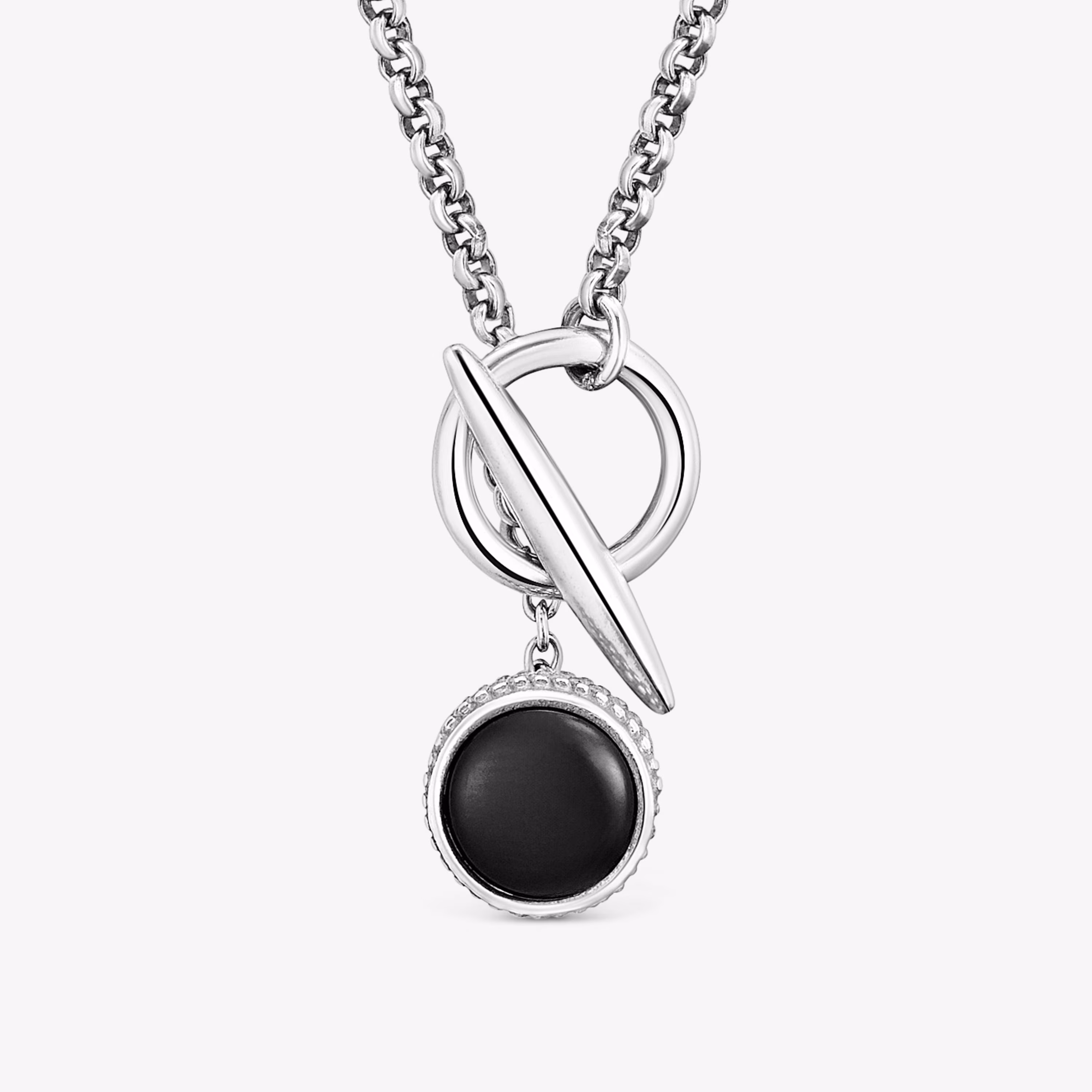 Collar corto cadena de plata envejecida y ónix TOUS Man